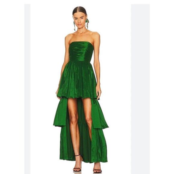 Lovers and Friends Michie Maxi Dress gown green tiered mini NWT Revolve $298 S - Picture 9 of 12